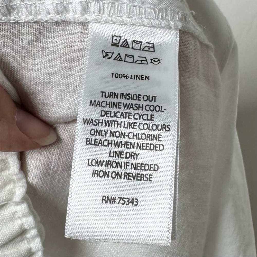 Nicole Miller 100% White Linen Pull-On Pants Women’s L Resort Summer - Picture 13 of 14